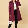 Women's Plus Size Single Breasted Belted Winter Long Coat