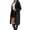 Womens Long Pea Coat Notch Lapel Double Breasted Trench Coat Fall Winter Overcoat Long Jacket