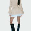 Women's Wool Blend Pea Coat Notch Lapel Double Breasted Winter Loose Short Button Belt Outerwear Jacket