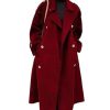 Women's Winter Trench Coat Wool Blend Double Breasted Notched Lapel Long Sleeve Jacket Pea Coat Overcoat