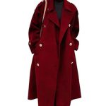 Women's Winter Trench Coat Wool Blend Double Breasted Notched Lapel Long Sleeve Jacket Pea Coat Overcoat