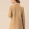 Women's Winter Coats Long Sleeve Lapel Mid-thigh A-Line Outerwear Double Breasted Pea Coat