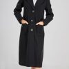 Women's Big Notch Lapel Single Breasted Mid-Long Wool Blend Coat