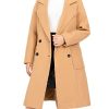 women's Notch Lapel Double Breasted Wool Blend Peacoat Mid-Long Fall Winter Essential Trench Coat
