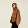 Women Cropped Thicken Wool Coats Oversized Short Jackets Notched Lapel Pea Coat Trench Overcoats with Pockets