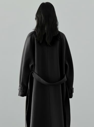 Women's Winter Hidden Single Breasted Wool Coat Raglan Sleeve Business Long Wool Overcoat
