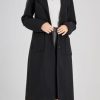 Women's Big Notch Lapel Single Breasted Mid-Long Wool Blend Coat