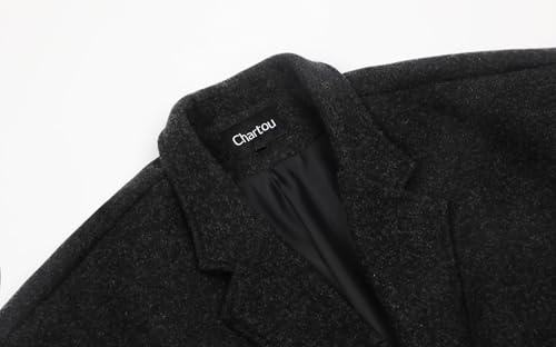 Women's Oversized Notched Collar Wool Blend Single Breast Midi Long Trench Coat