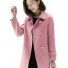 Womens Fall Winter Wool Coats Peacoat Double Breasted Trench Coats