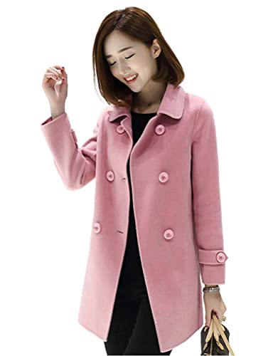 Womens Fall Winter Wool Coats Peacoat Double Breasted Trench Coats