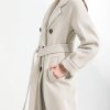 Women's Winter Double Breasted Wool Coat Business Casual Midi Long Winter Trench Coat with Belt