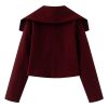 Women's Fall Winter Elegant Short Length Pea Coat,Fashion Oversized Peter Pan Collar Wool Coats for Daily Wear