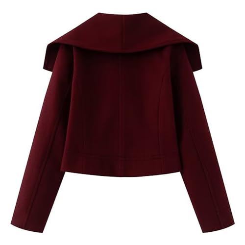 Women's Fall Winter Elegant Short Length Pea Coat,Fashion Oversized Peter Pan Collar Wool Coats for Daily Wear