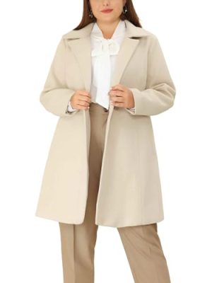 Plus Size Peacoat for Women Winter Notched Lapel Single Breasted Elegant Long Trench Coats Jacket