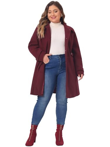 Plus Size Coats for Women Peter Pan Collar Cuff Single Breasted Trench Jacket Winter Long Coat