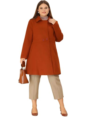 Plus Size Peacoat for Women Winter Notched Lapel Single Breasted Elegant Long Trench Coats Jacket