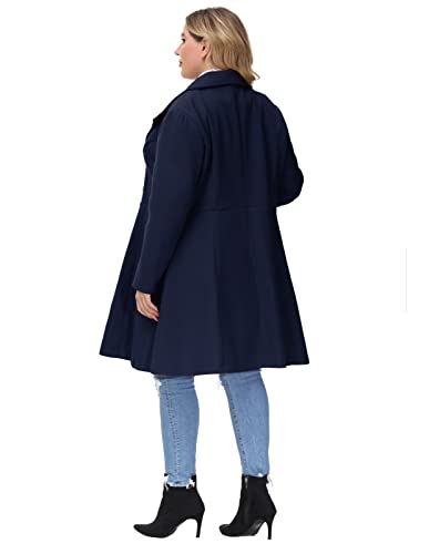 Women's Plus Size Wool Dress Coat Double Breasted Pea Coats Long Trench Coat