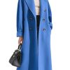 Women's Winter Double Breasted Wool Coat Business Casual Midi Long Winter Trench Coat with Belt