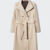 Women Double Breasted Coats Long Winter Work Office Overcoat Pocketed Outwear with Belt