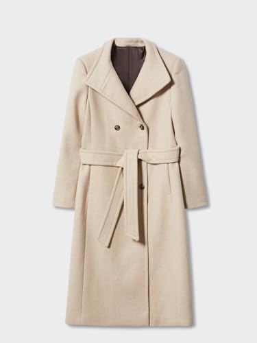 Women Double Breasted Coats Long Winter Work Office Overcoat Pocketed Outwear with Belt