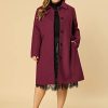 Women's Plus Size Single Breasted Belted Winter Long Coat