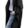 Women's Oversized Notched Collar Wool Blend Single Breast Midi Long Trench Coat