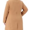 Plus Size Pea Coat for Women Lapel Long Sleeves Single Breasted Overcoat Pockets Winter Outerwear with Belt