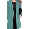 Women's Long Sleeve Slim Fit Warm Winter Wool Blend Pea Coat Overcoat