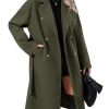 Women Elegant Wool Pea Coat Lapel Collar Double Breasted Mid-Long Winter Overcoats with Belted Pockets