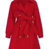 Girls Dress Coat Lapel Wool Blend Long Winter Jackets with Pockets Belt 6-14Y