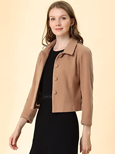 Women's Elegant Short Coat Point Collar Single Breasted Slant Pocket Peacoats