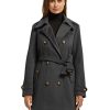 Women's Double Breasted Pea Coat Winter Mid-Long Trench Coat with Belt