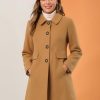 Women's 2024 Coat Winter Vintage Single Breasted Long Peter Pan Collar Overcoat