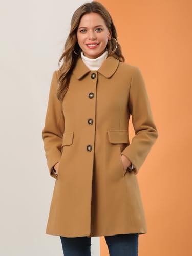 Women's 2024 Coat Winter Vintage Single Breasted Long Peter Pan Collar Overcoat