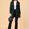 Women's 2025 Winter Notched Lapel Pea Coat Classic Buffalo Checks Double Breasted Plaid Coat