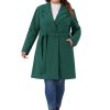 Plus Size Winter Coats for Women Lapel Single Breasted Belted with Pocket Pea Coats Trench Coats