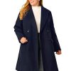 Women's Plus Size Long Winter Coats Notch Lapel Double Breasted Pea Trench Coats