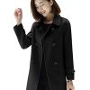 Womens Double Breasted Wool Jackets Casual Classic Fit Pea Coat Outwear