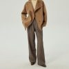 Womens Winter Stand Collar Wool Trench Coat Single Breasted Blazer Jacket Coat Loose Outerwear
