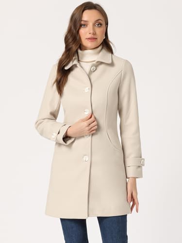 Women's Winter Outerwear Overcoat Peter Pan Collar Mid-thigh A-line Single Breasted Pea Coat