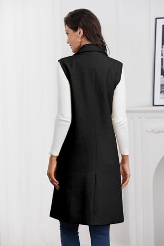 Womens Long Vest Fall Winter Wool Sleeveless Blazer Jackets Waistcoat Coats
