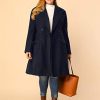 Women's Plus Size Long Winter Coats Notch Lapel Double Breasted Pea Trench Coats