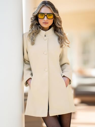 Women's Winter Overcoat Mid-Long Stand Collar Single Breasted Coat Outerwear