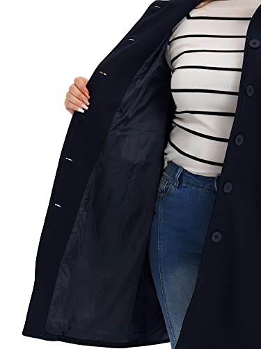 Plus Size Women Long Coats Peter Pan Collar Single Breasted with Pockets Trench Winter Long Peacoat