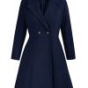Women's Plus Size Wool Dress Coat Double Breasted Pea Coats Long Trench Coat