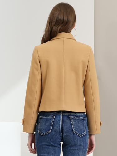 Women's Turn Down Collar Long Sleeve Single Breasted Outwear Winter Pea Coat