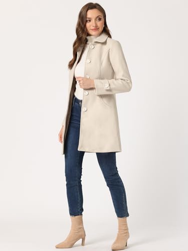 Women's Winter Outerwear Overcoat Peter Pan Collar Mid-thigh A-line Single Breasted Pea Coat