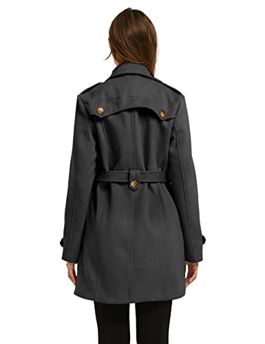 Women's Double Breasted Pea Coat Winter Mid-Long Trench Coat with Belt