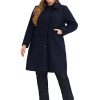 Plus Size Women Long Coats Peter Pan Collar Single Breasted with Pockets Trench Winter Long Peacoat