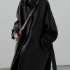 Women's Winter Hidden Single Breasted Wool Coat Raglan Sleeve Business Long Wool Overcoat